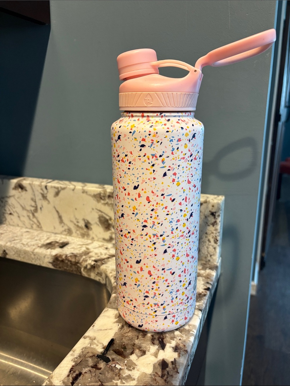 Pink Speckled Insulated Water Bottle